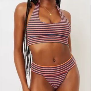 Frankie's Bikinis Striped Retro Bikini